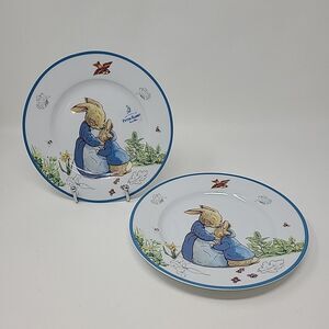 Beatrix Potter Peter Rabbit Easter Spring Bunny Salad Plates Set 2 Mother Child